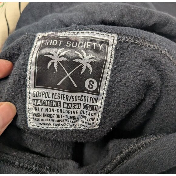 Riot Society Hoodie Size S Fiesta Till Death Skull Rose Pullover Streetwear Y2K - Picture 8 of 8